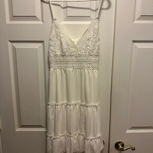 White Lace Spaghetti Strap Dress